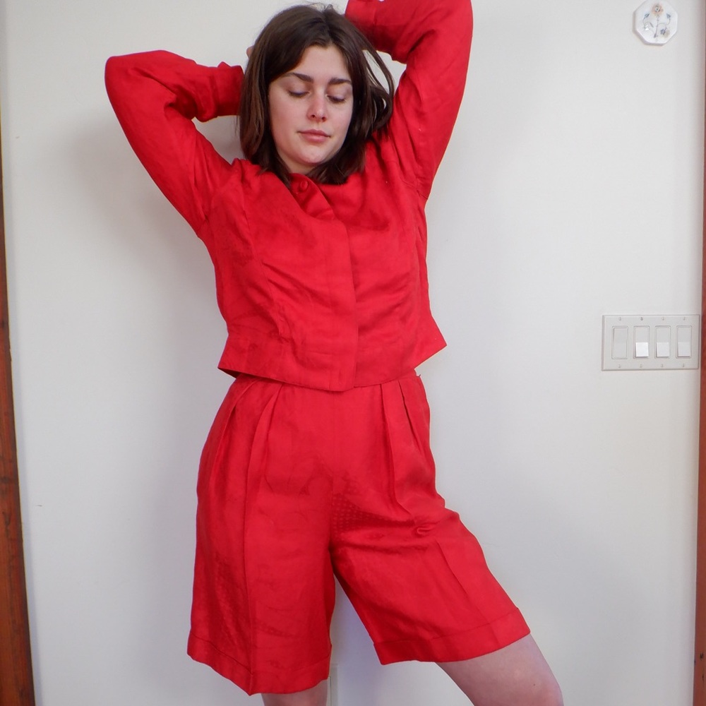 Carlisle high rise red skirt/short suit set
